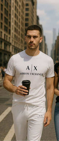 Arman i Exchange White Logo Print Imported Tracksuit With Carry Bag