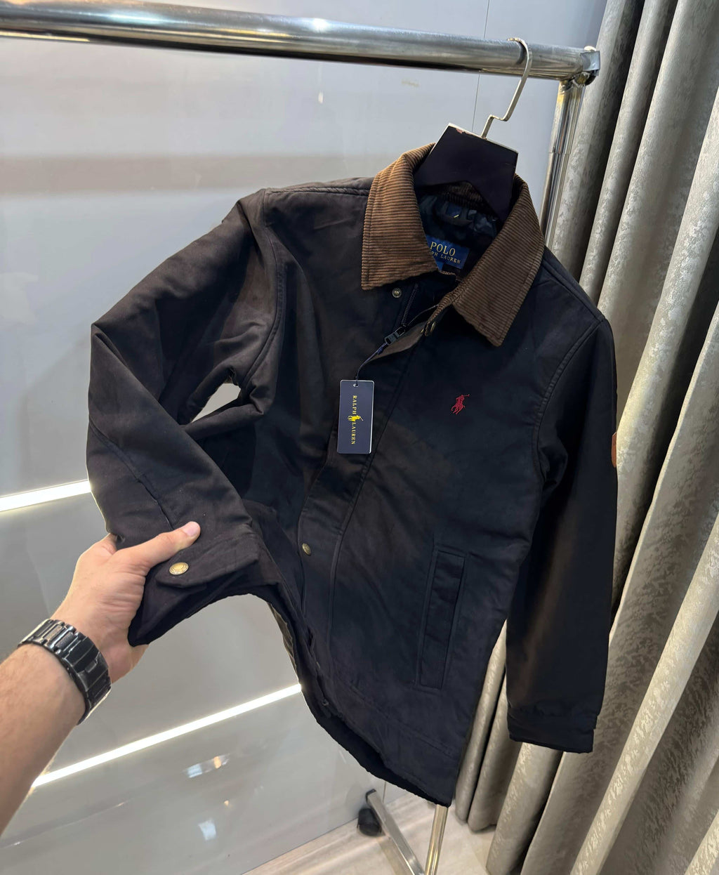 Ralp h Lauren Black Imported Classic Bomber Jacket