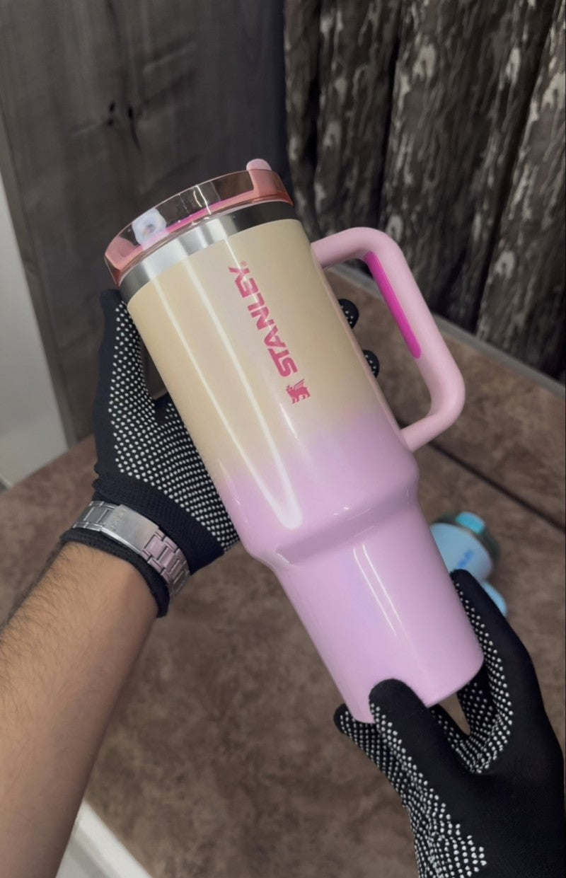 Stanley x Dual Glossy Glitter Gradient Peach Pink Tumbler
