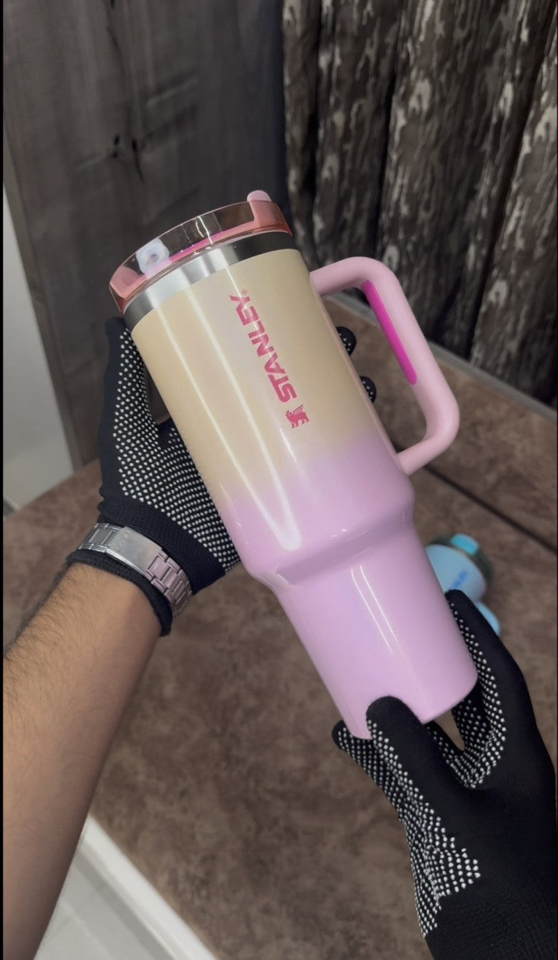 Stanley x Dual Glossy Glitter Gradient Peach Pink Tumbler
