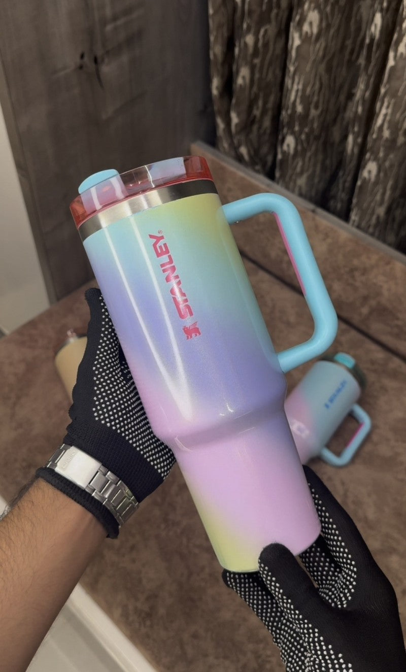 Stanley x Dual Glossy Glitter Gradient Blue Pink Tumbler