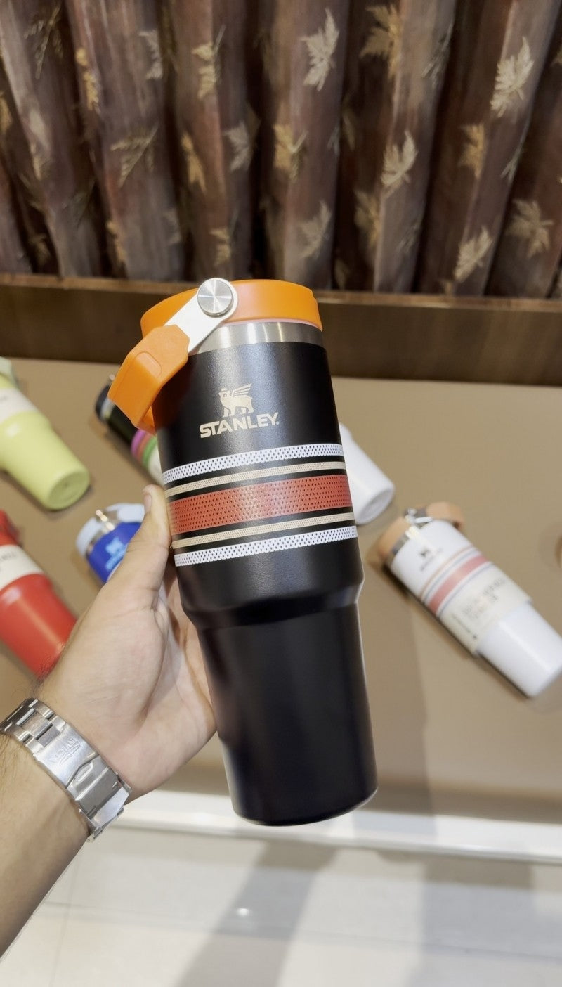Stanley IceFlow Flip Straw Strips Black Orange