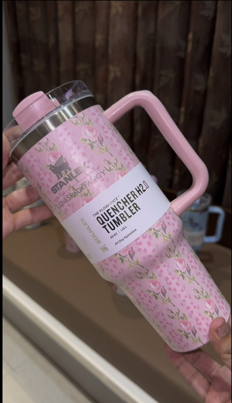 Stanley x LoveShackFancy Flowstate Tumbler Pink