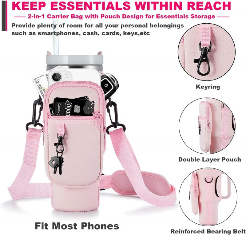 Carrier bag for Stanley Tumbler Pink