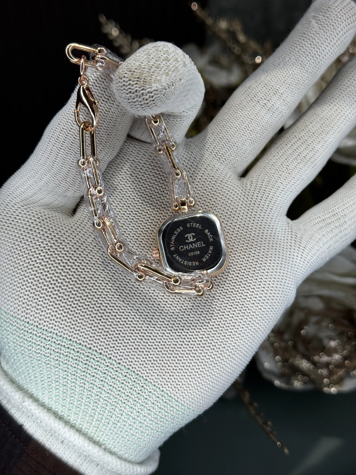 Chane l Diamond Cut Rose Gold Black