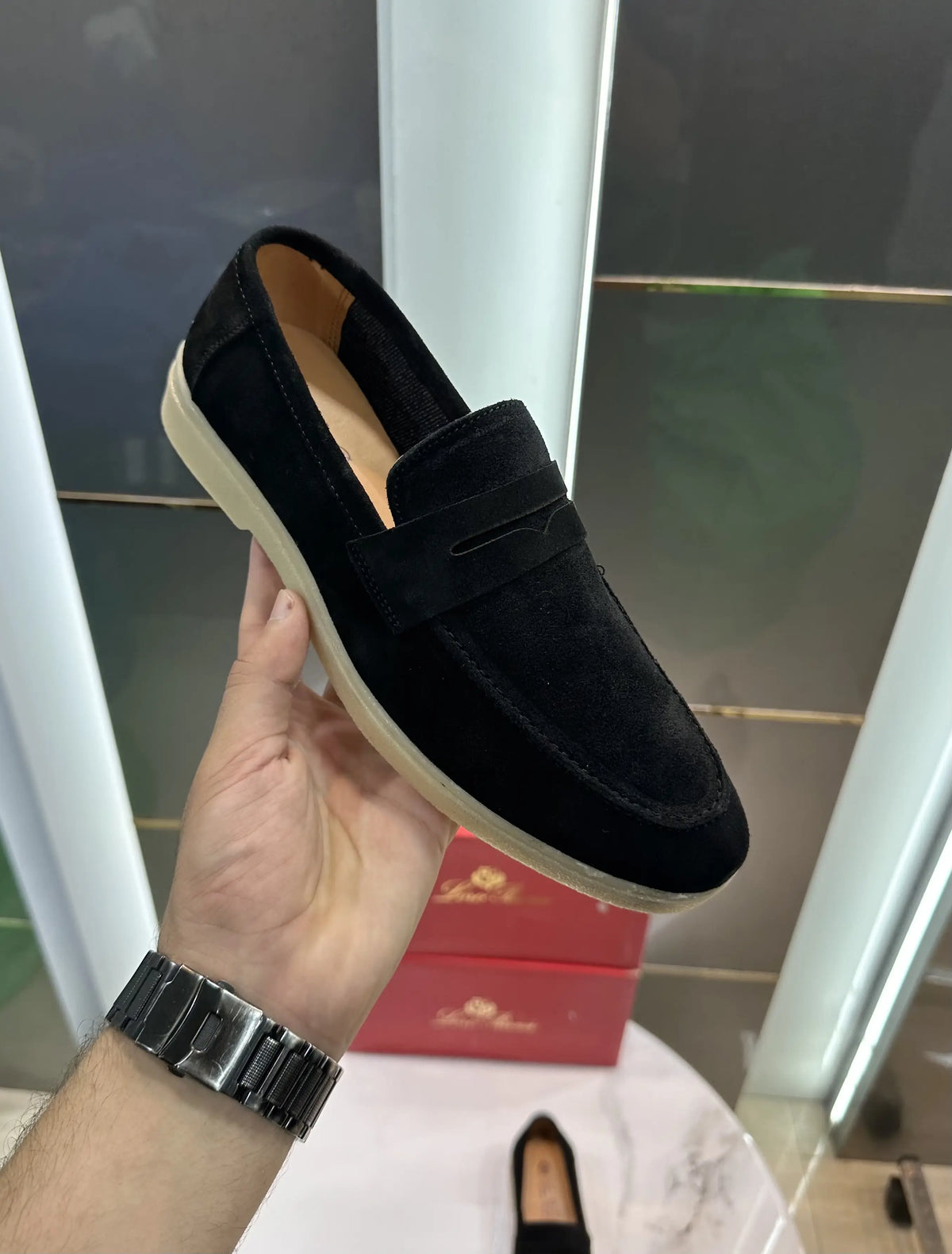 Loro Pian a Black Suede Leather Premium Formal Shoes