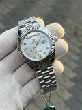 Rolex Day Date Silver White Diamond