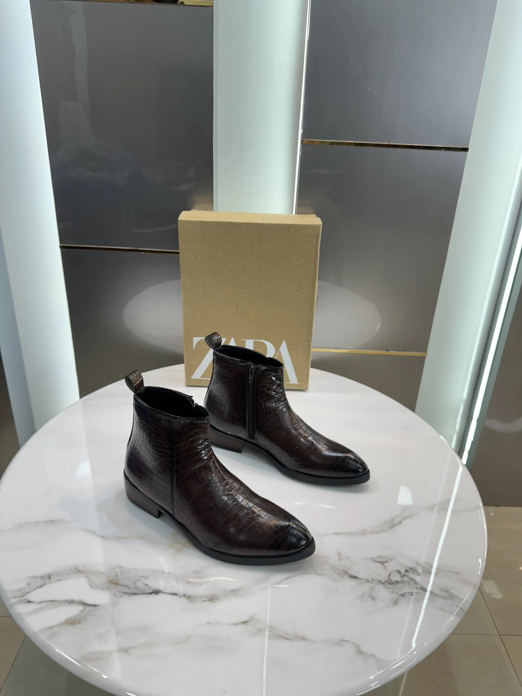 Zara_Chelsea Brown Premium Leather Boots