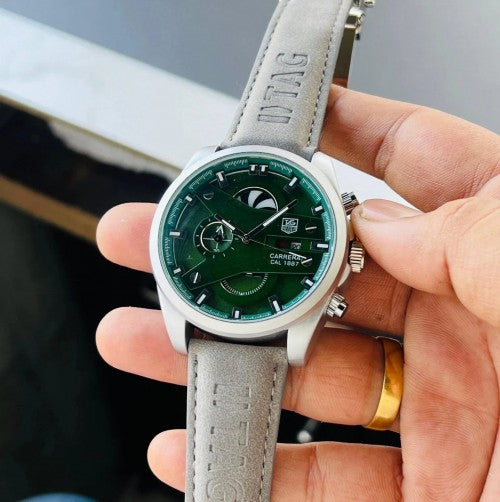 Tag Heue r CR 7 Silver Green Leather