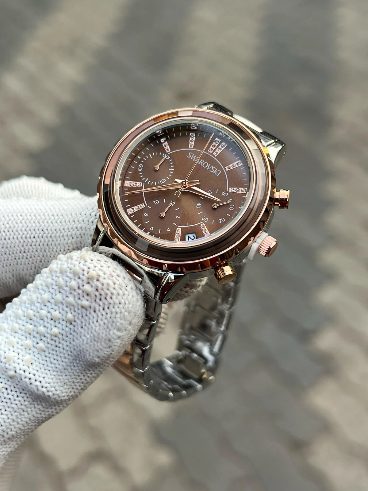 Swarovski Octea Lux Chrono Analog Two Tone Brown