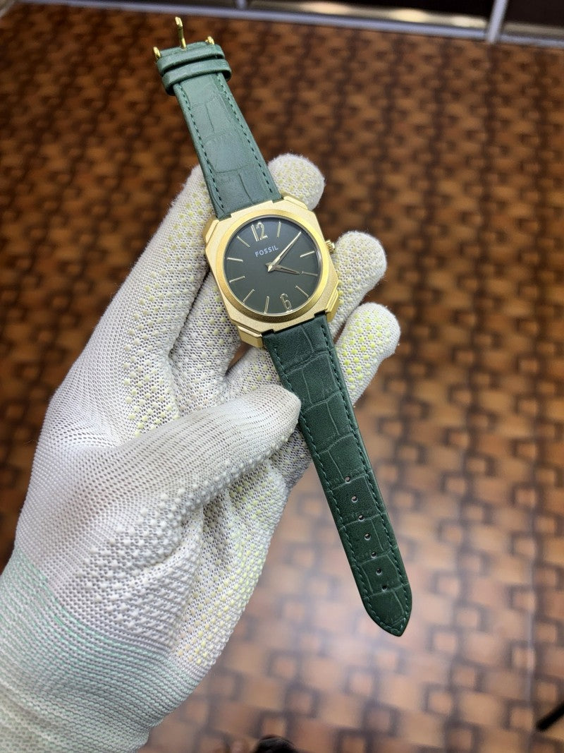 fossil ultra slim gold green