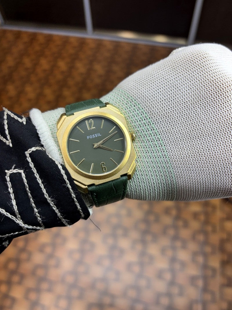 fossil ultra slim gold green