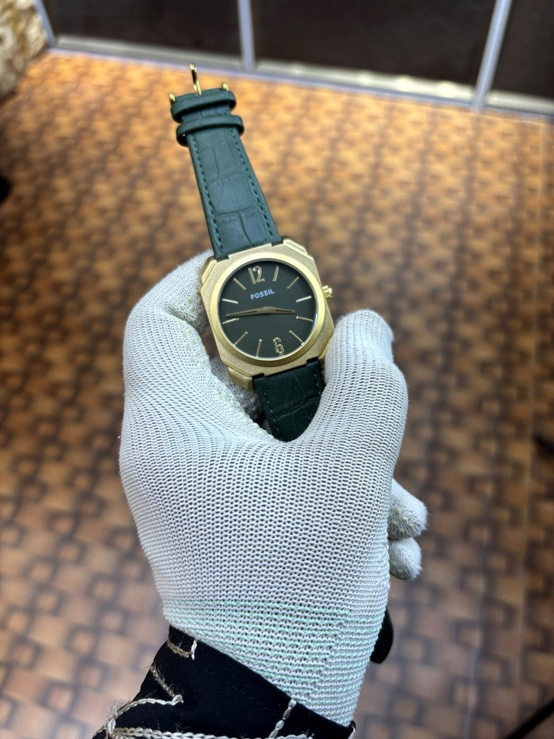 fossil ultra slim gold green