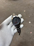 Rolex datejust style slate grey grid dial smooth sweep quartz m1