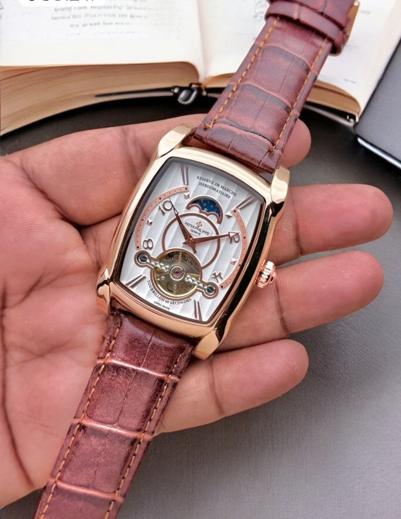 Patek Philipp e Barrel Automatic Rose Brown White Dial Premium
