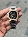 Patek Phillip e Nautilus Automatic Rose Two Tone Black Dial