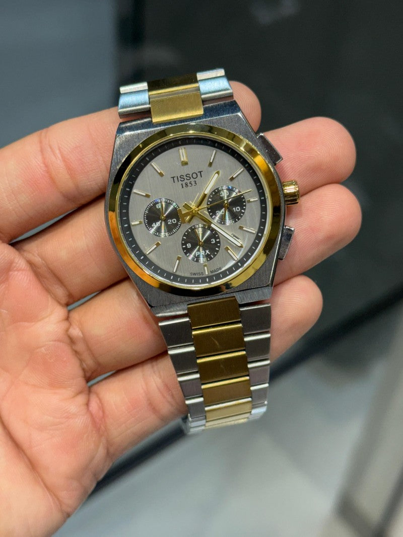 Tisso t PRX Chronograph Two Tone White Dial