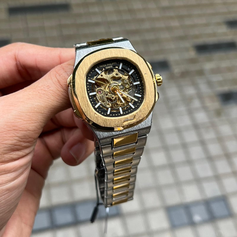Patek Phillip e Nautilus Automatic Gold Two Tone Black Dial
