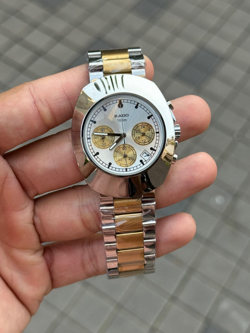 Rad o 100M Chronograph Two Tone White Dial