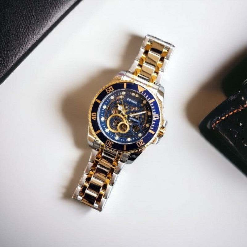 Fossi l FB 01 Automatic Skeleton Two Tone Blue Dial