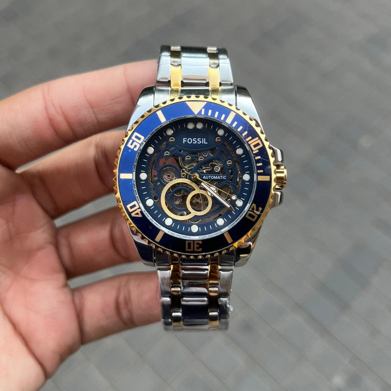 Fossi l FB 01 Automatic Skeleton Two Tone Blue Dial