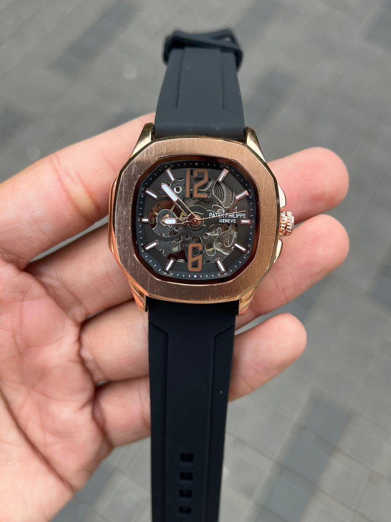 Patek Phillip e Nautilus Auto Rose Black Silicon