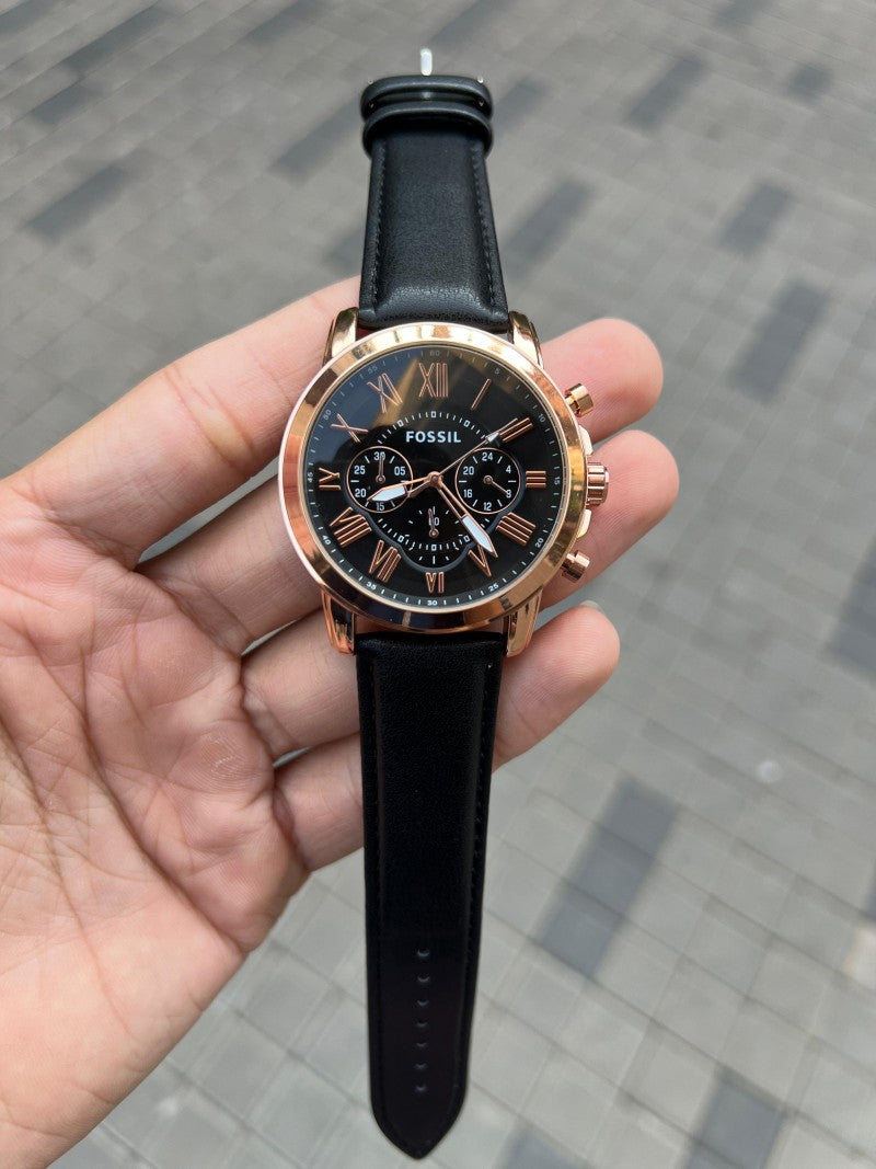 Fossi l Grant Leather Rose black