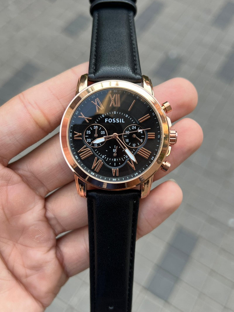 Fossi l Grant Leather Rose black