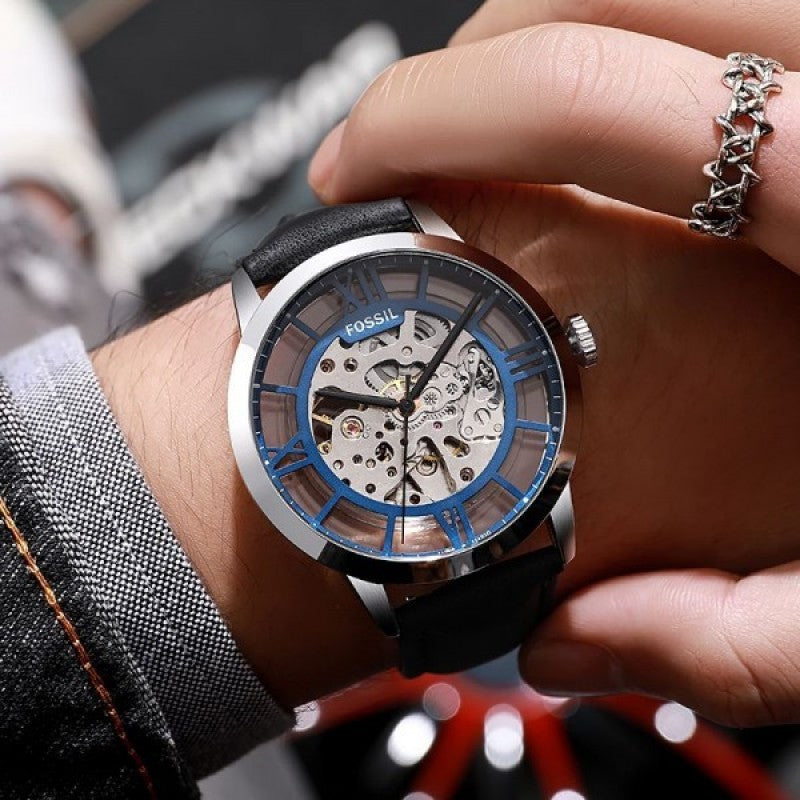 Fossi l Townsman Automatic Silver Blue