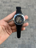 Tisso t 1853 Skeleton Automatic Silver Black leather