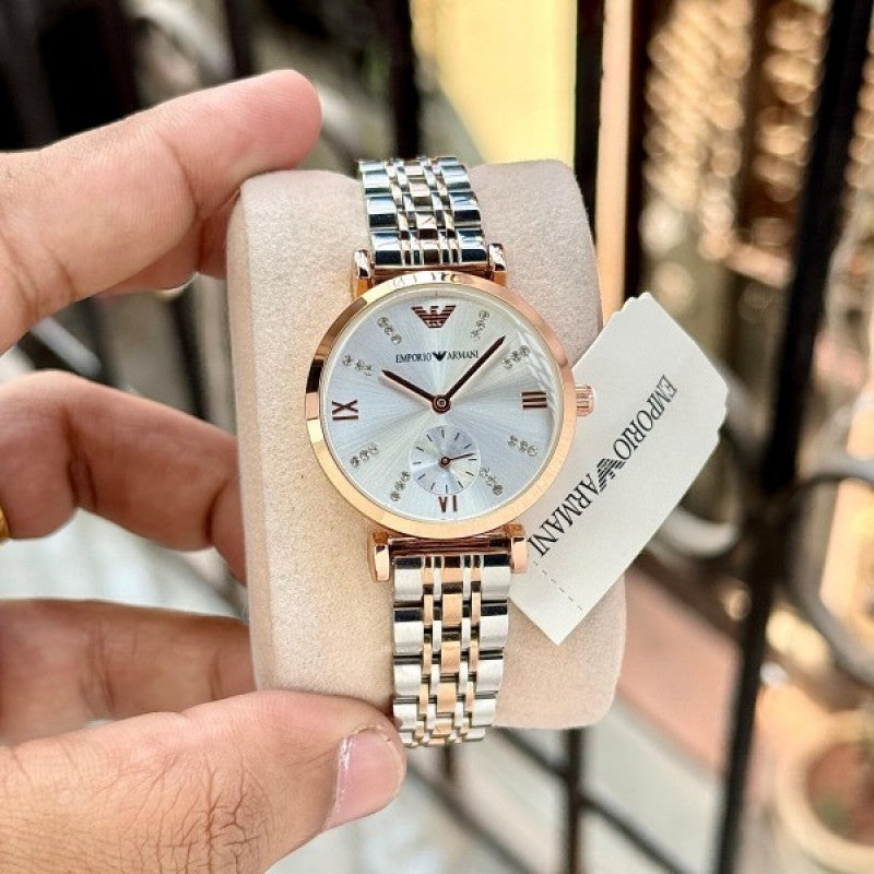 Emporio Arman i Women s Chrono Two Tone White Dial