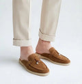Loro_Piana Key Lock Slip-Ons Tan