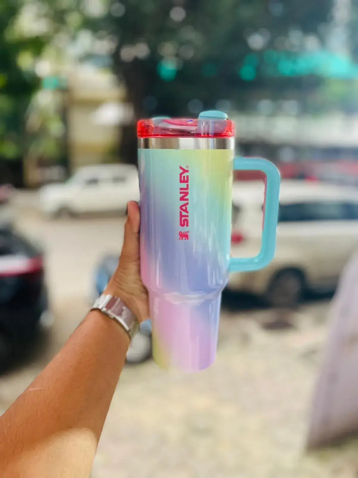 Stanley x Dual Glossy Glitter Gradient Blue Pink Tumbler