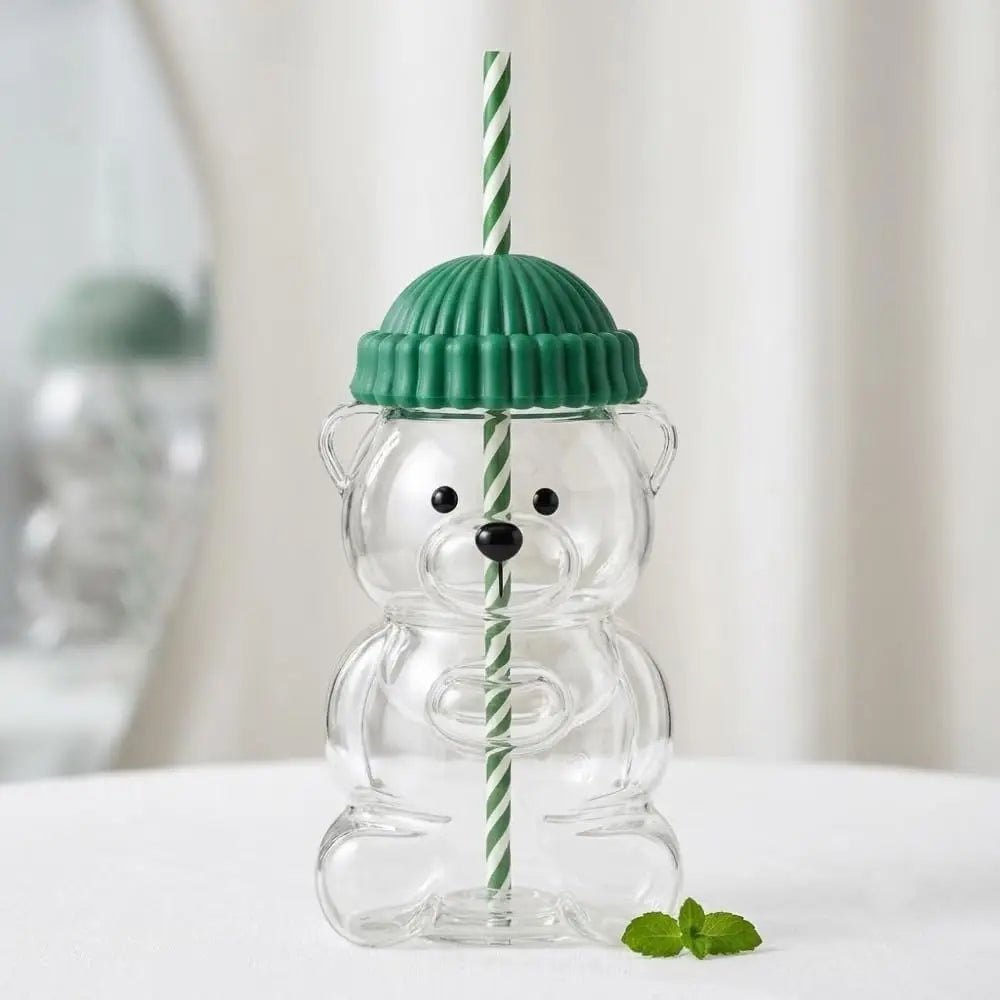 STARBUCKS CUTE BEAR GLASS CUP Tumbler Mug