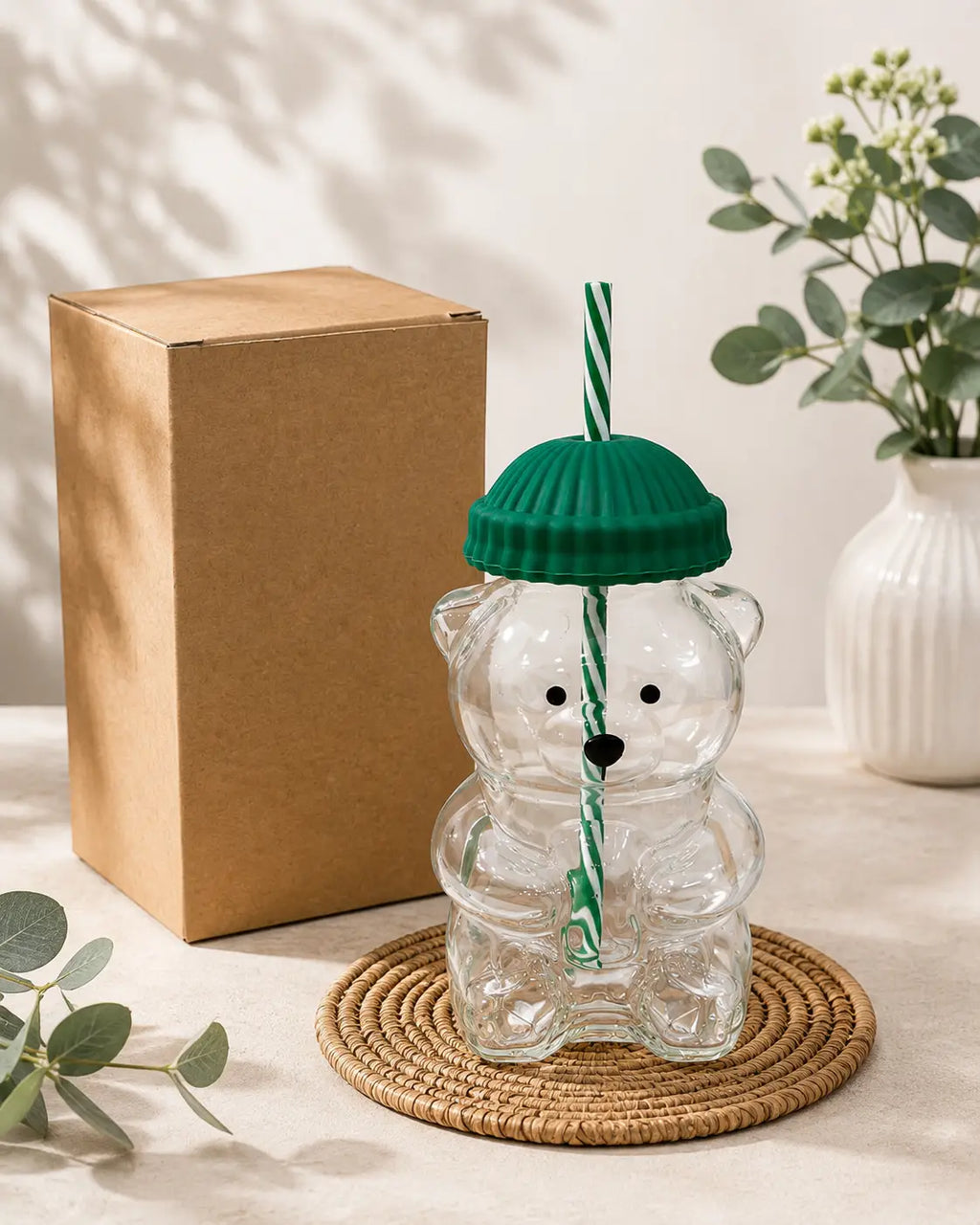 STARBUCKS CUTE BEAR GLASS CUP Tumbler Mug
