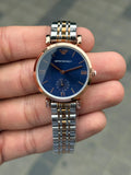 Emporio Arman i Women Two Tone Blue Dial Roman