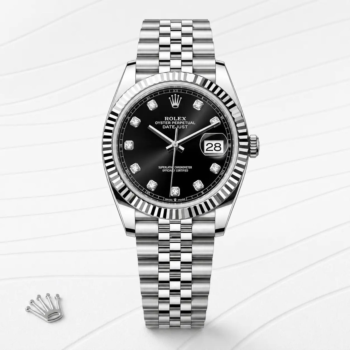 ROLEX JUST DATE SILVER BLACK  DIAL