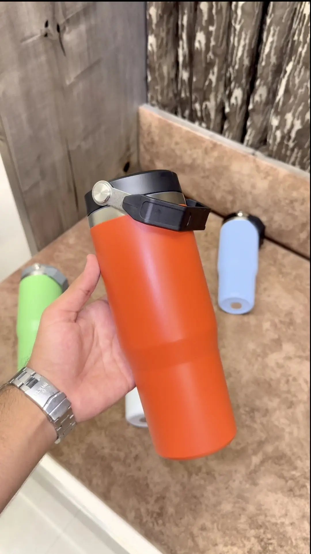 Ice Flow Flip Straw And Handle 30 oz Orange