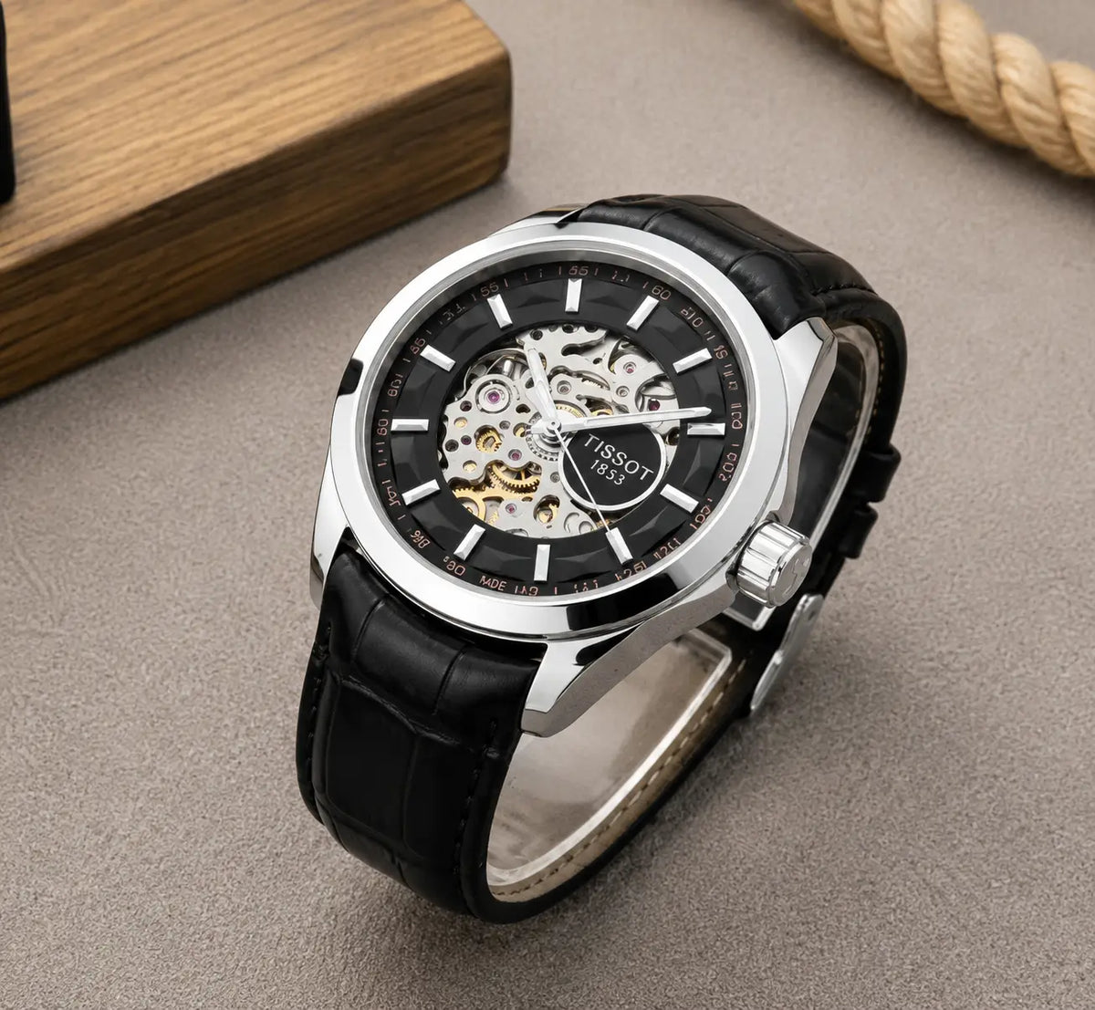 Tissot 1853 skeleton Automatic Silver Black