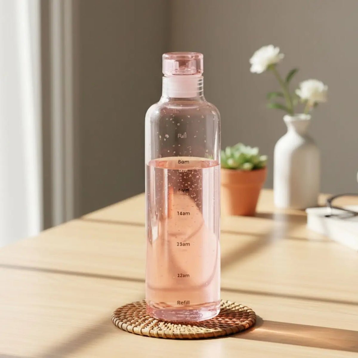 Transparent Color Bottle with Time Scale Pink