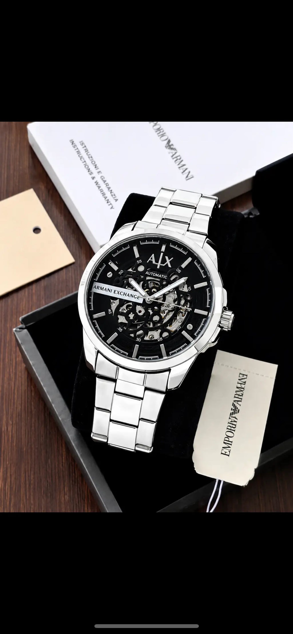 ARMANI EXCHANGE AX2418 AUTOMATIC SILVER  BLACK
