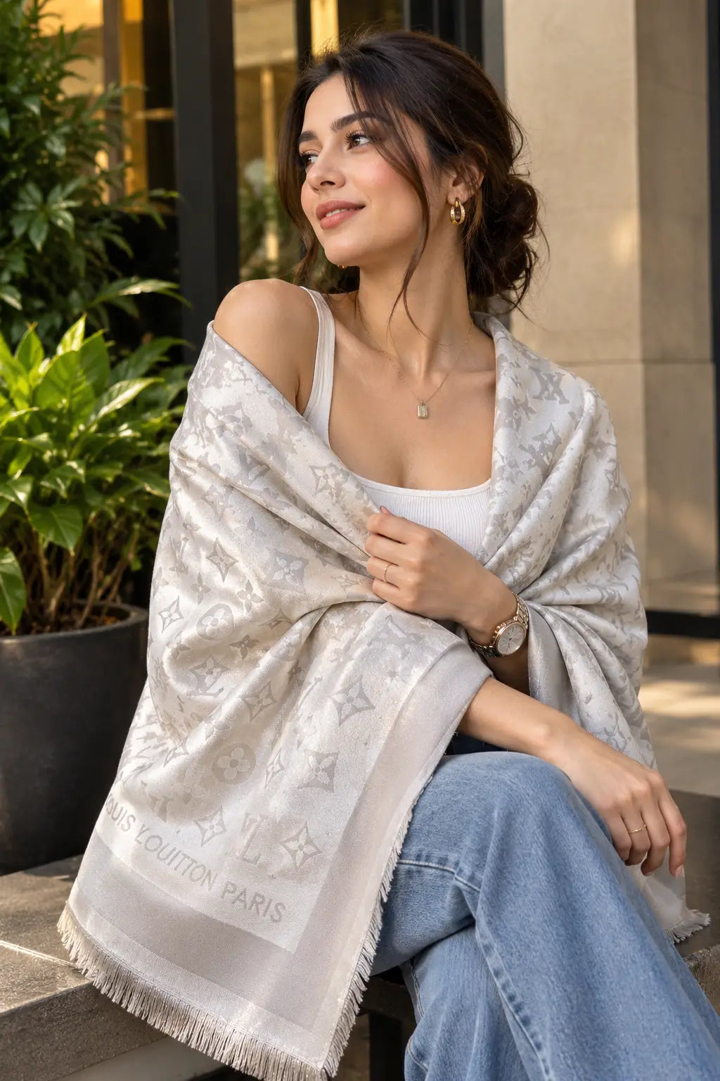 Louis Vuitton Scarf Silver