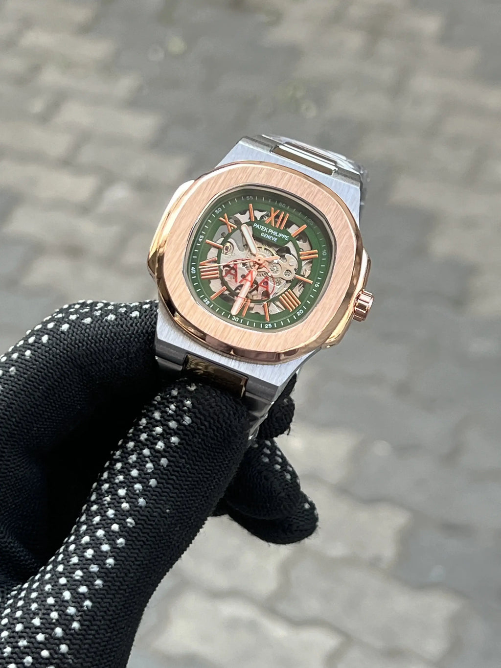 Patek Phillippe Automatic Skeleton Two Tone Rose Gold