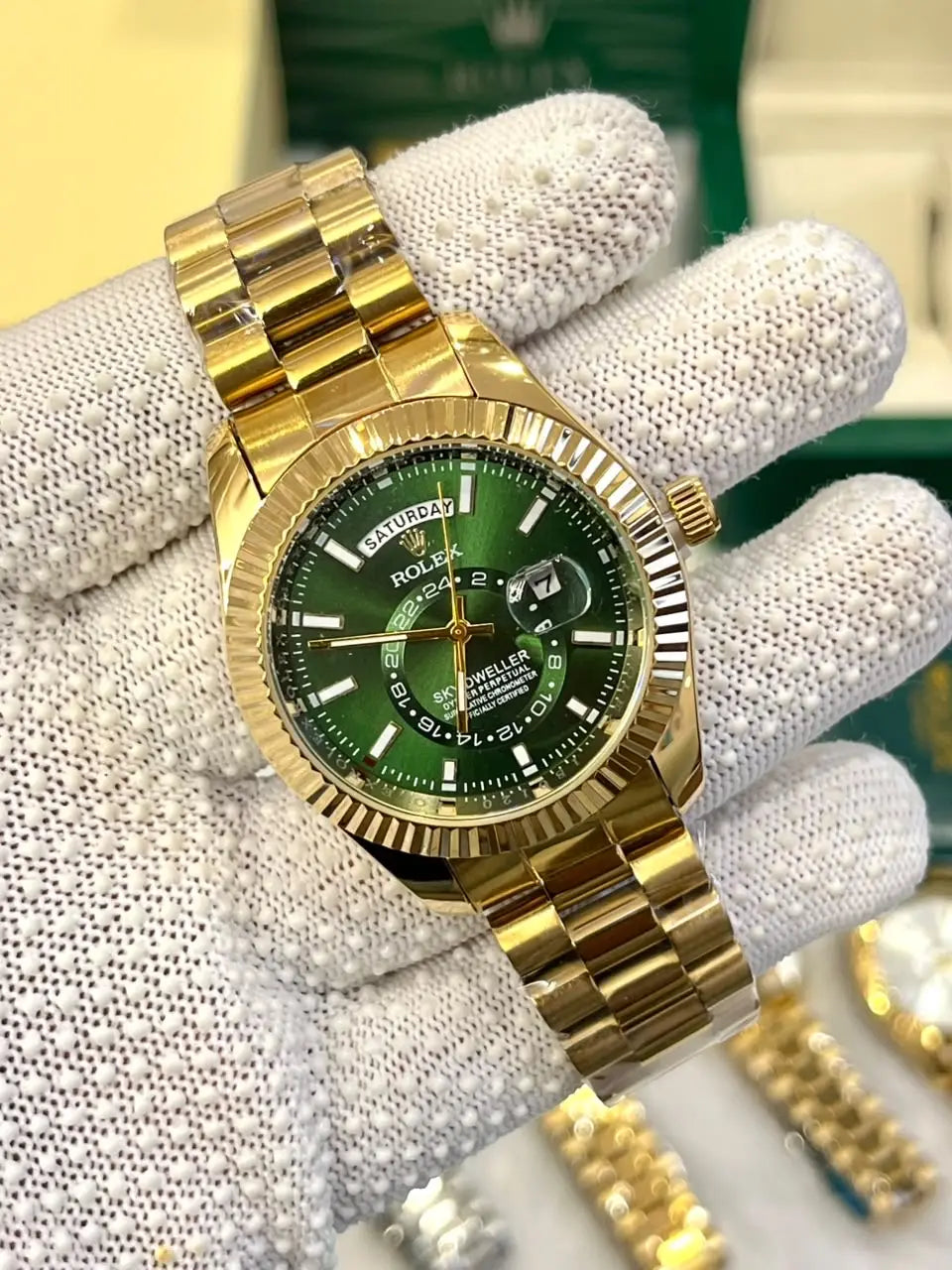 Rolex Sky-Dweller gold green