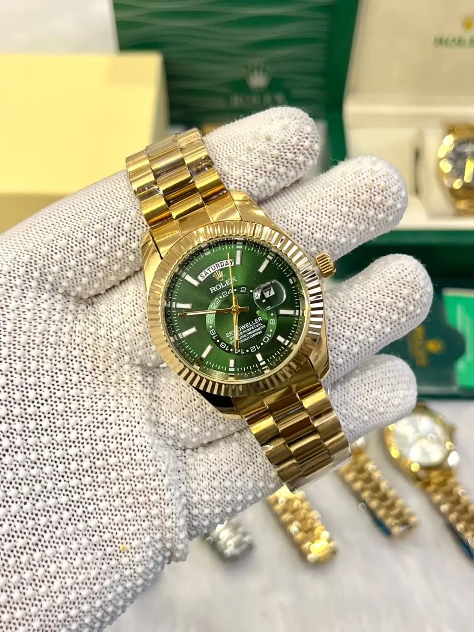Rolex Sky-Dweller gold green