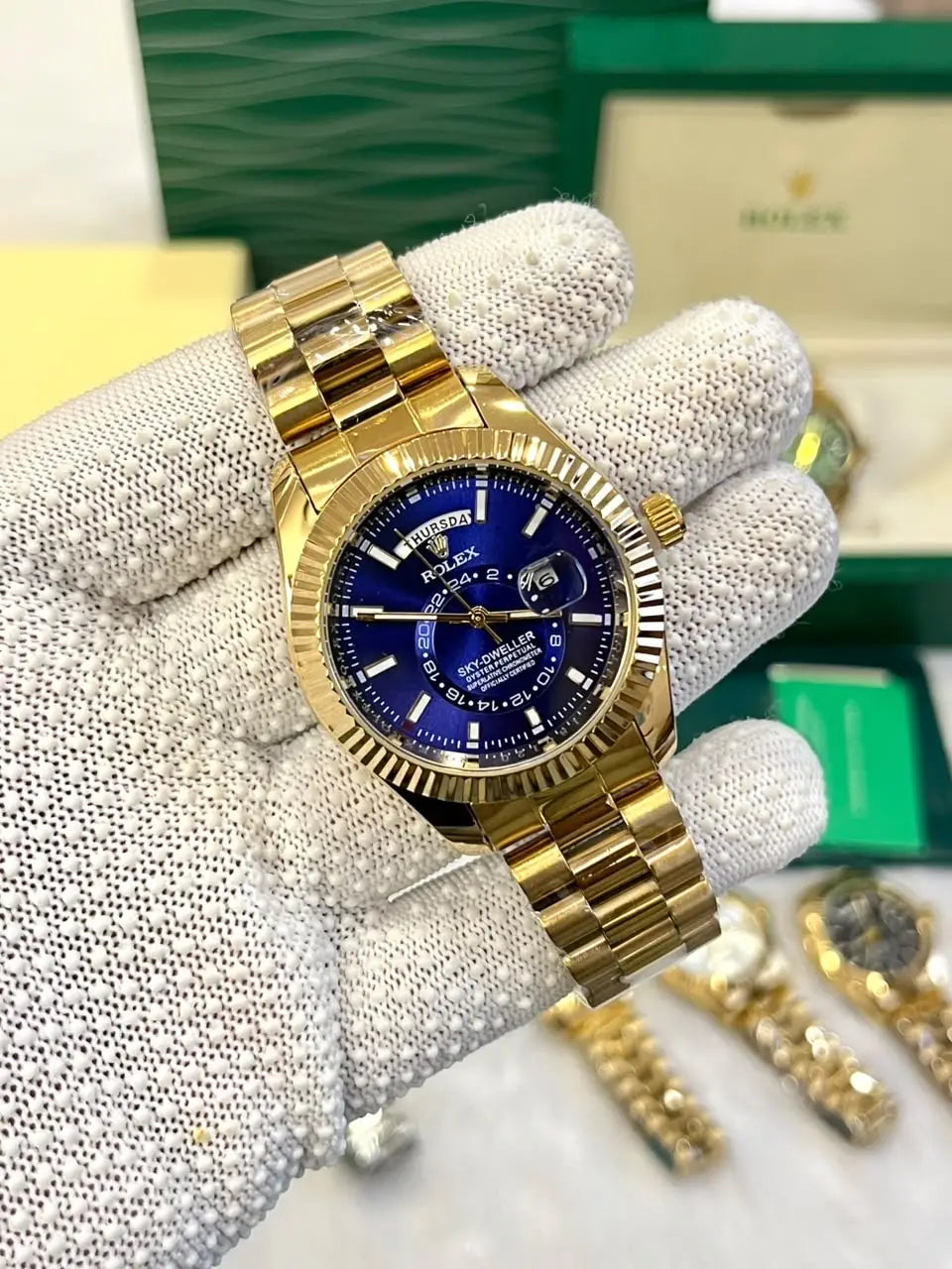 Rolex Sky-Dweller gold blue