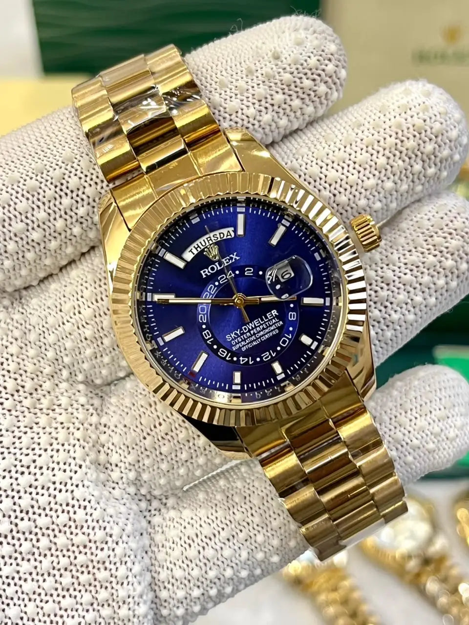 Rolex Sky-Dweller gold blue