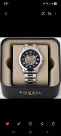 Fossi l Automatic Chain Silver Black