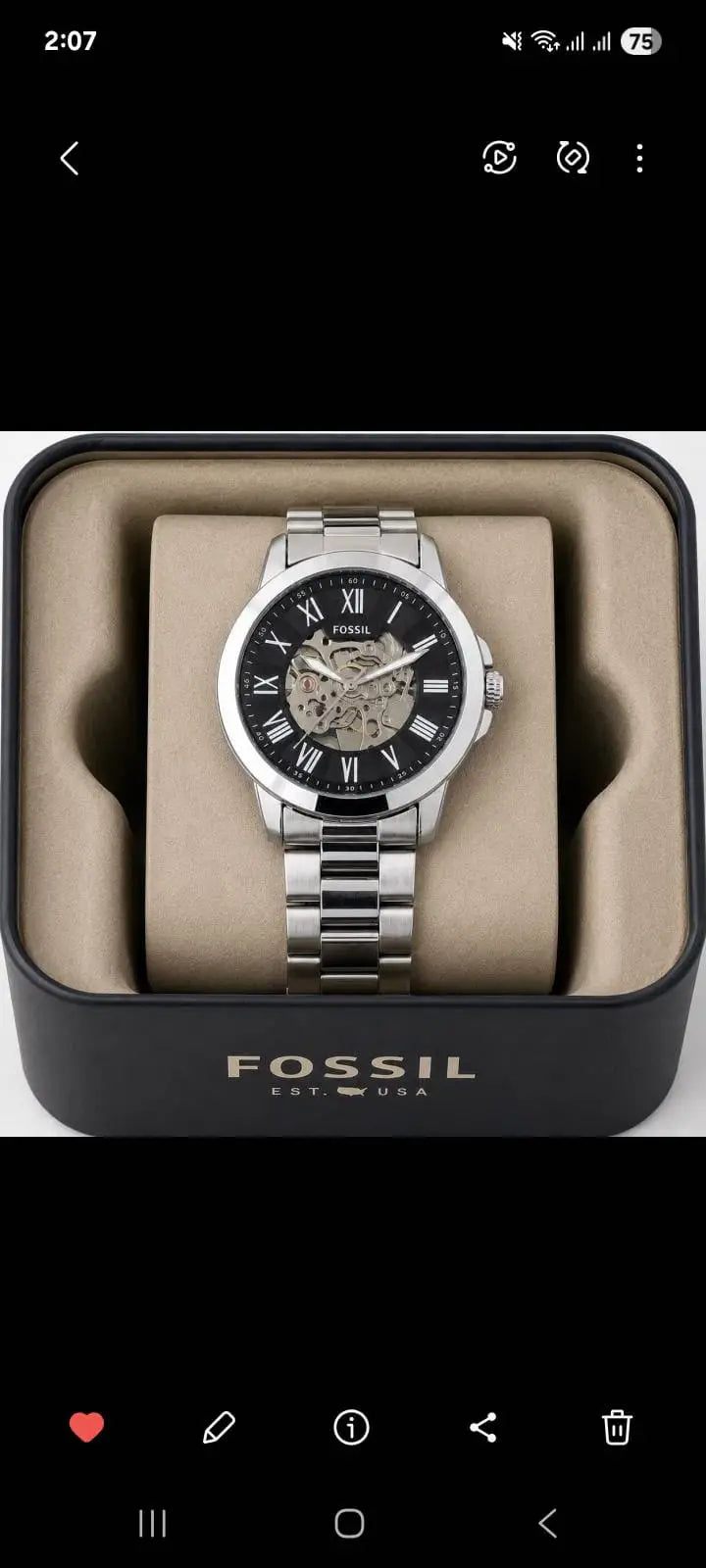 Fossi l Automatic Chain Silver Black