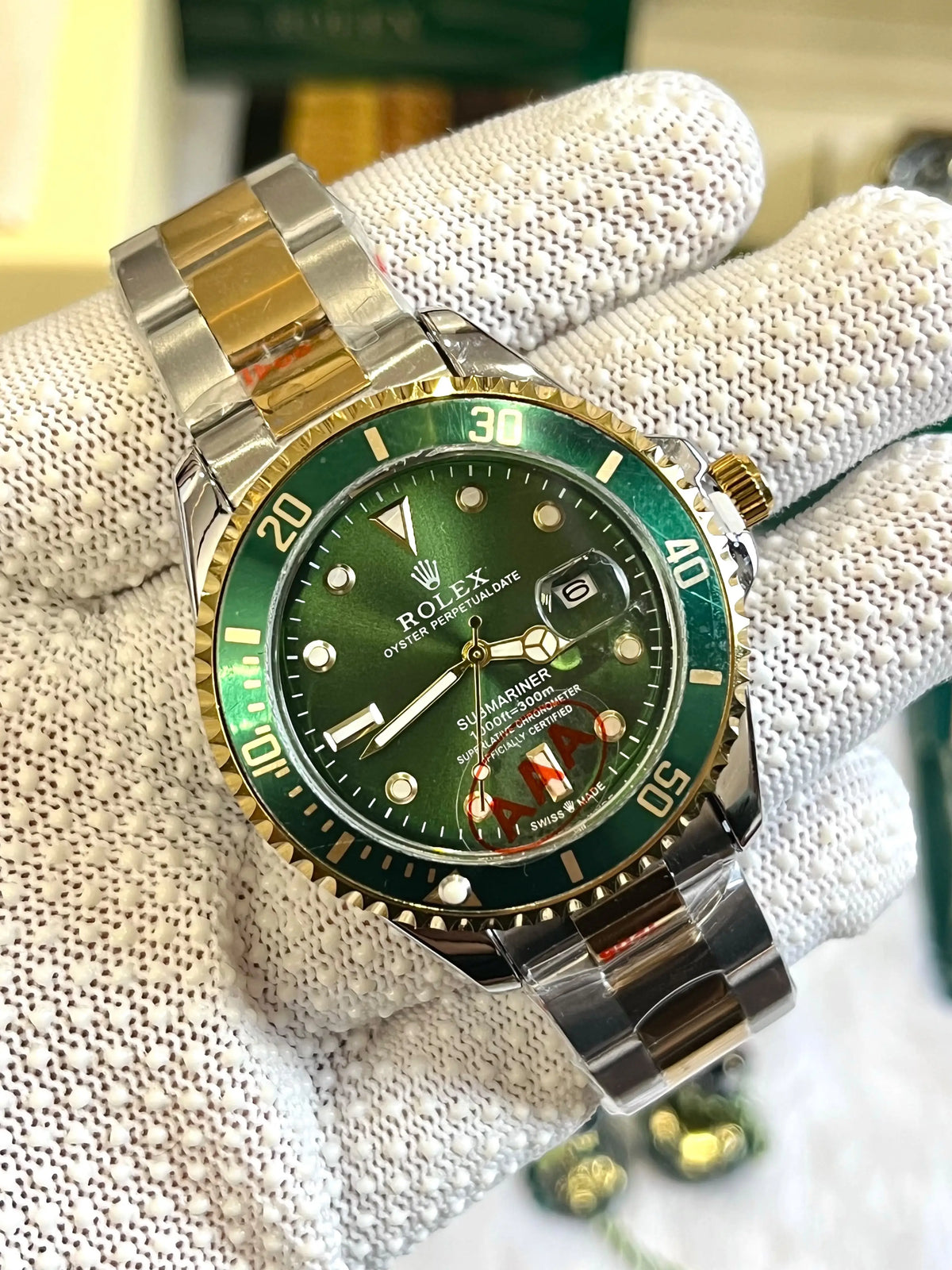 Rolee_x Oyster Perpetual Submarine Two-Tone Green